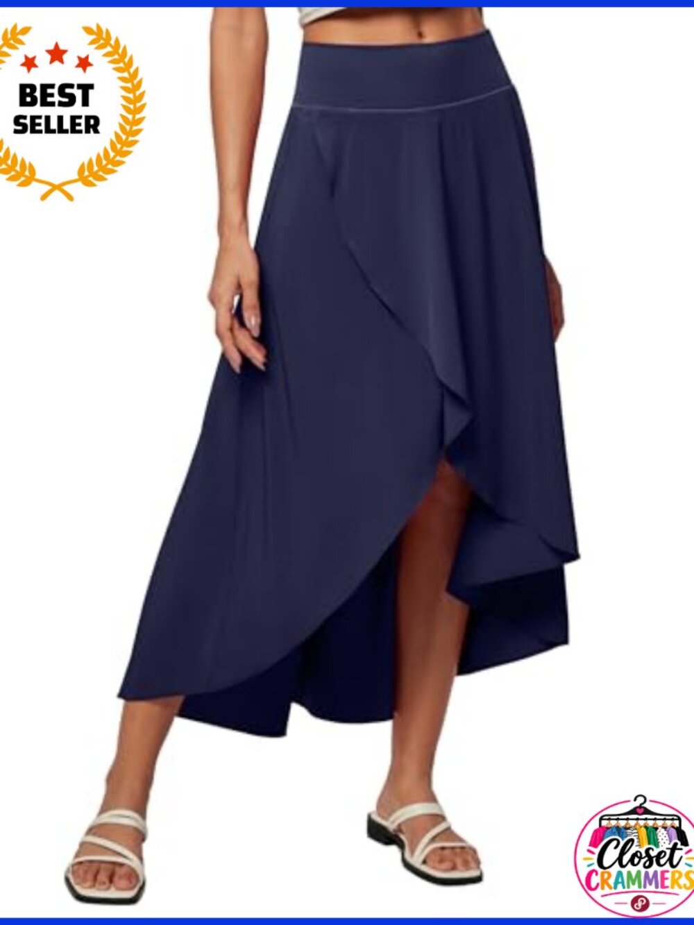 High Waist Wrap Skirt with Shorts Flowy High Low Ruffle Maxi Skirt with Slit
